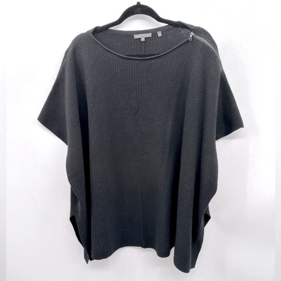 Vince Camuto Sweaters - VINCE WOOL/CASHMERE BLACK shoulder zip oversized soft quiet luxury sweater XS